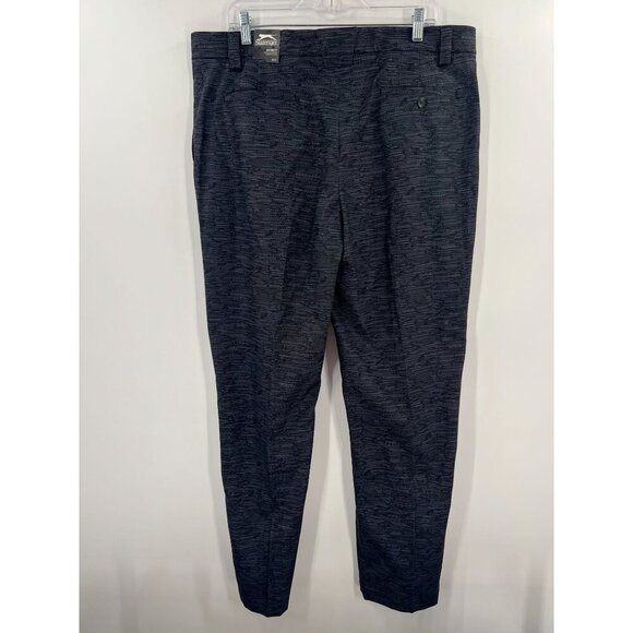 Slazenger Men 38 Black Gray Print Trousers Flat Front Slim Modern Fit Golf Work - Picture 3 of 13